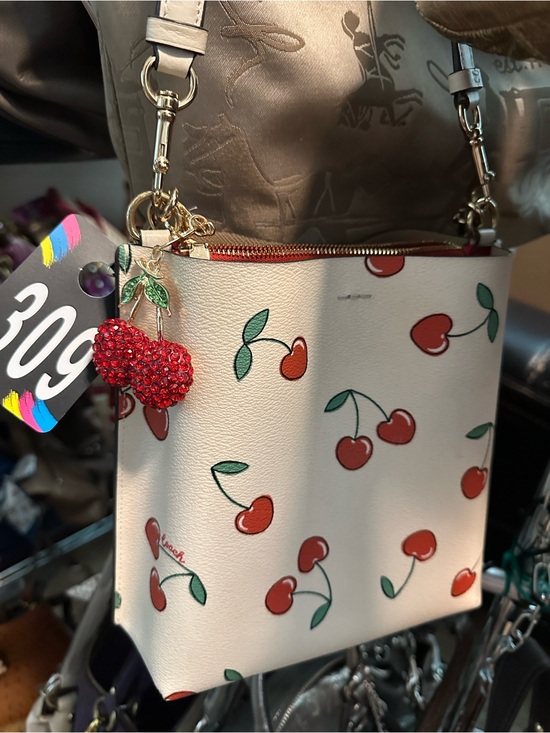 Coach Handbags - COACH #309 Mollie Bucket Bag 22 Cream Cherry-Print Shoulder Bag/ Wallet
